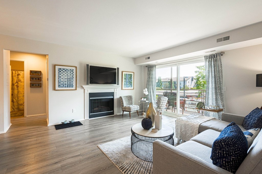 Spacious living room at The Emerson Apartment